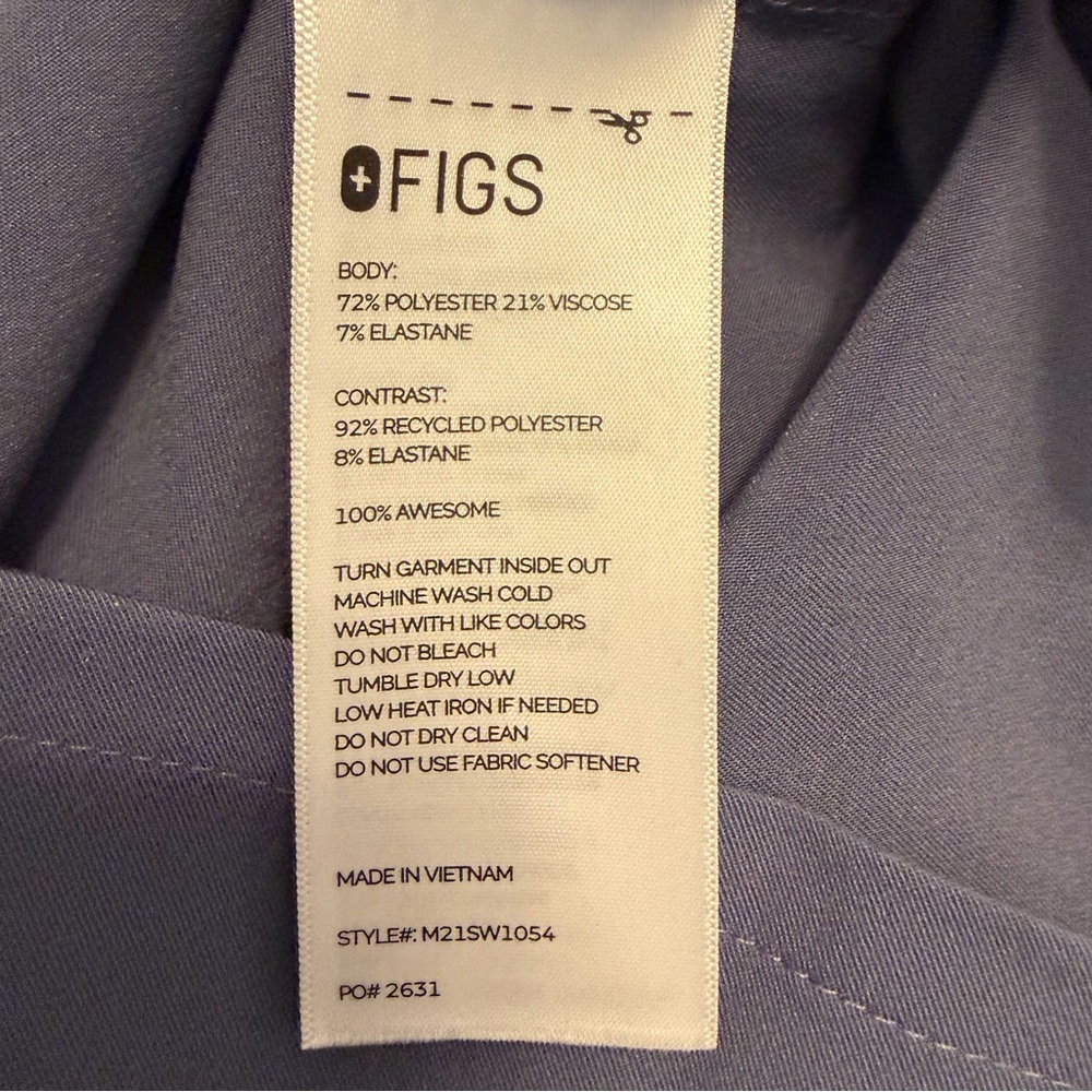 NWOT Figs Lima Polo Pale Blue Performance Stretch Scrub Top Mens XXL Hospital - Picture 6 of 6